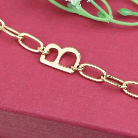 "Rose Gold Chain Bracelet with 'B' Initial Charm for Women, XPBL1129 - Picture 11 of 12